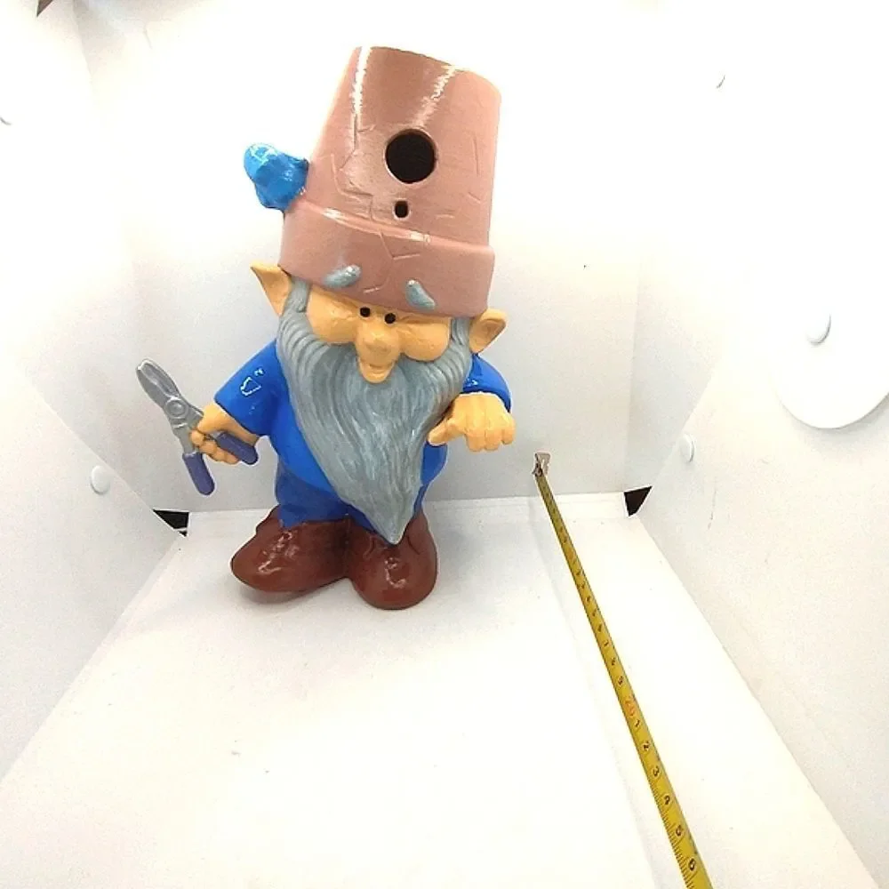 Hand Crafted Garden Gnome Bird 10 inch Hand Painted Vintage Ceramic